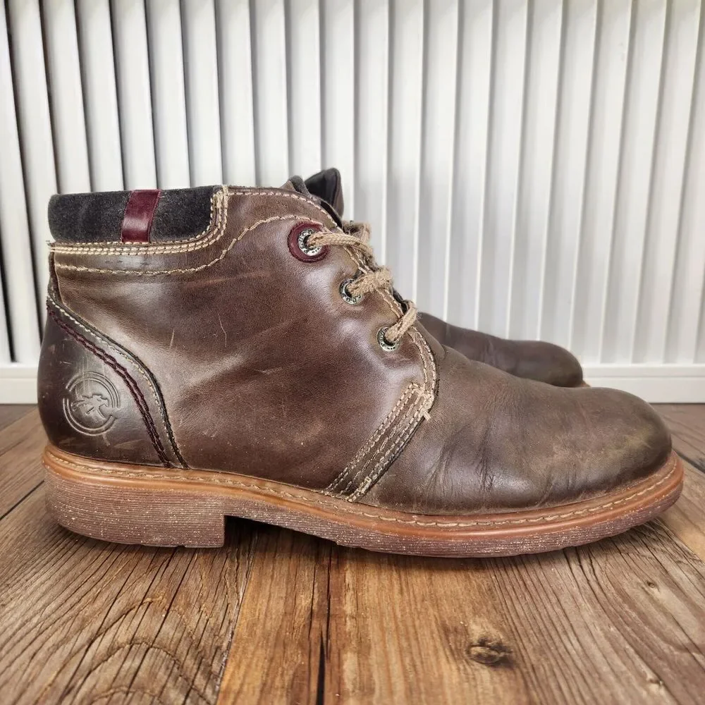 Fluchos Ankle Chukka Boots Men Sz 8 EU 41 Brown Distressed Leather Hipster Spain